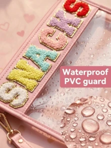 Túi đựng đồ vệ sinh cá nhân thêu chữ bằng khăn, túi mỹ phẩm PVC trong suốt, túi đựng đồ ăn vặt, túi chữ đính sequin cho tập gym, đi biển và du lịch - Nhiều màu - Xem 8