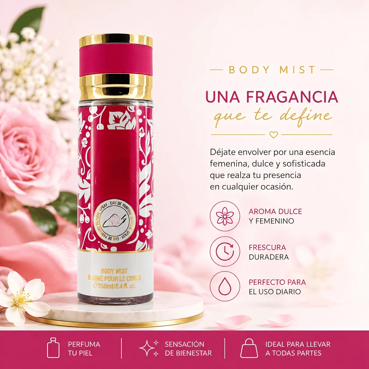 Perfume Árabe 250ML para Mujer en Spray, Fragancia Floral y Dulce de Larga Duración, Aroma Elegante y Sofisticado para Uso Diario - Dulce - Ver 1