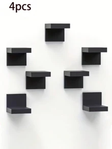 6pcs/2pcs/1pc Deep Black Thickened Wall-Mounted Storage Rack, Modern Floating Display Shelf, Space-Saving Narrow Shelf With Iron Plate Support, Screw Fixed, Suitable For Home And Office - Multicolor - View 14