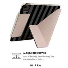 GIIPPA 1 pièce Étui de tablette à rayures gris & noir avec fermeture magnétique en Y, extérieur en PU avec dos en acrylique dur anti-pliage, sans porte-crayon, support multi-angle, veille/réveil automatique, usage bureau & quotidien, compatible avec IPad Mini 6/7, Air 2/3/4/5/11/13" (M2/M3 2024-2025), 5/6/7/8/9/10/11 Gen, Pro 10.5/11/12.9 pouce (2017-2025),Summer Obal Na , Étui,Coque , 11 A16 Étui,Housse - Multicolore 9 - Voir 5