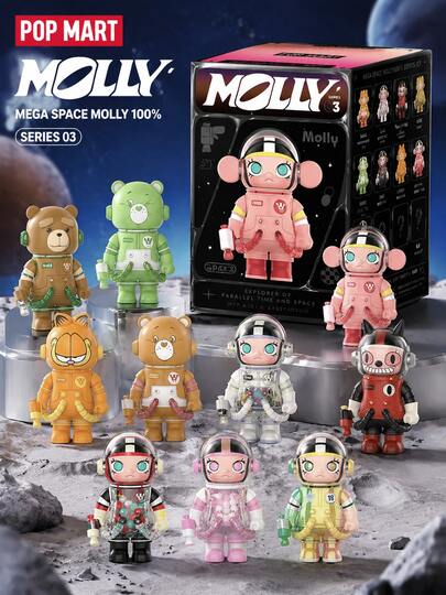 POP MART Mega Space Molly Figure Blind Box,Resin,Astronaut Molly Collection,Cute Care Bear Statue Costume Blind Box,Molly Fan Toy Collection,Friend Gift Mystery Box,Birthday Theme Party Christmas Gift,Figure Toy,Back To School Gift