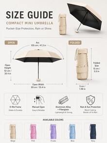6-Fold Mini Folding Umbrella, Windproof, Sun Protection Beach Umbrella, With Protective Sleeve, Compact, Easy To Carry, Lightweight Design, Perfect For Travel, Hiking And Daily Use, Holiday And Birthday Gift, Travel Parasol - Multicolor - View 4