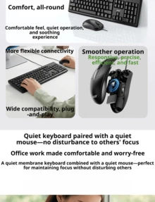 Acer Wired Business Silent Keyboard And Mouse Combo, 107-Key Standard Layout, USB Plug And Play, Low-Noise Keys, Comfortable Office Set - View 7