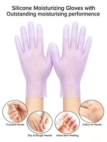 1 Pair Of Silicone Hand Pads And 1 Pair Of Foot Pads, Lady's Moisturizing Foot Pad. Soft Material, Comfortable Fit. Essential For Foot Care. - Purple - View 3