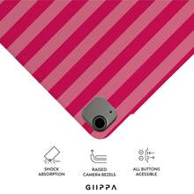 GIIPPA 1 pièce Étui de protection magnétique pour tablette à pliage en Y rayé rose & rouge, coque en cuir PU avec plaque arrière en acrylique dur anti-pliage, sans fente pour stylet, support multi-angle, veille/réveil automatique, usage bureau & quotidien, compatible avec iPad Mini 6/7, Air 2/3/4/5/11/13" (M2/M3 2024-2025), 5/6/7/8/9/10/11e génération, Pro 10.5/11/12.9" (2017-2025), Été, Étui de protection, Étui de protection 11 A16, Housse - Multicolore 10 - Voir 3
