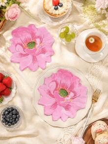 20pcs Pink Lotus Flower-Shaped Paper Napkins, 16.5cm/6.5in Floral Disposable Table Napkins For Wedding, Birthday, Tea Party, Bridal Shower & Spring Table Decor - Lotus - View 7