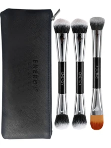 ENERGY Dual-Ended Makeup Brush Set, Portable Face Makeup Brushes With Storage Bag For Foundation Concealer Blush Powder - Black - View 9