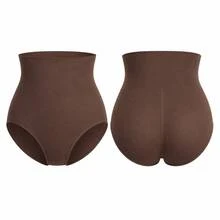 1pc Coffee Brown Plus Size High Waist Seamless Shapewear Panties, Wide Waistband Strong Tummy Control Butt Lifting Body Shaping Panties, 4-Way Stretch No-Trace Anti-Rolling Comfortable Non-Binding, Postpartum Recovery Back To School Commute Dress Jeans Invisible Base Layer Shaping Triangle Panties - Coffee Brown - View 7