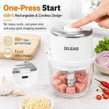 350ml Powerful 6-Blade Electric Food Chopper - USB Rechargeable Mini Food Grinder For Meat, Garlic, Vegetables, Herbs, Portable, Kitchen Essential - White (5-piece Set) - View 10