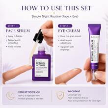 Conjunto de Soro de Retinol & Creme para os Olhos, 0,1% Retinol, Bakuchiol, Niacinamida & Colágeno Cuidado Antienvelhecimento Duplo para Rosto & Olhos, Skincare Coreano Hidratante para Linhas Finas, Olheiras, Bolsas nos Olhos, Inchaço & Tom de Pele Desigual - Conjunto de Retinol - Visão 7
