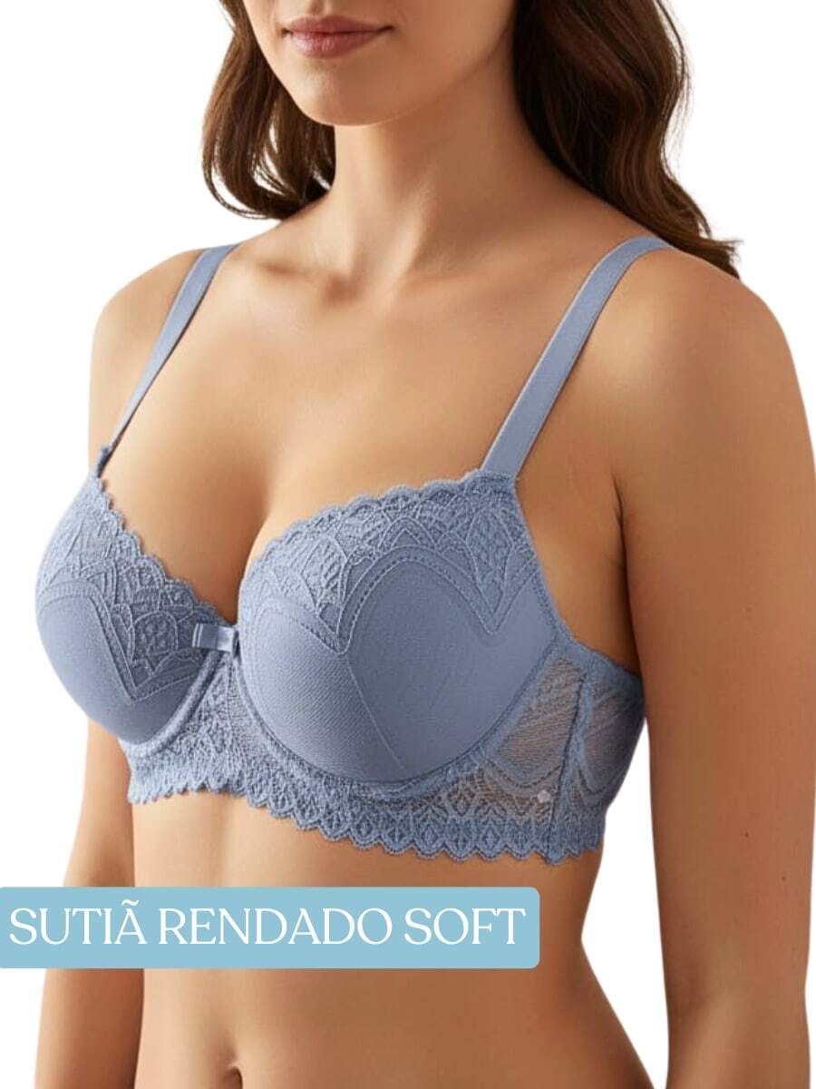 Women's Floral Lace Bra With Underwire Elegant Durable Bra With Reinforced Cup Lifts Chest Comfortable Lace Bra Soft Bra - 水鴨藍 - 查看 1