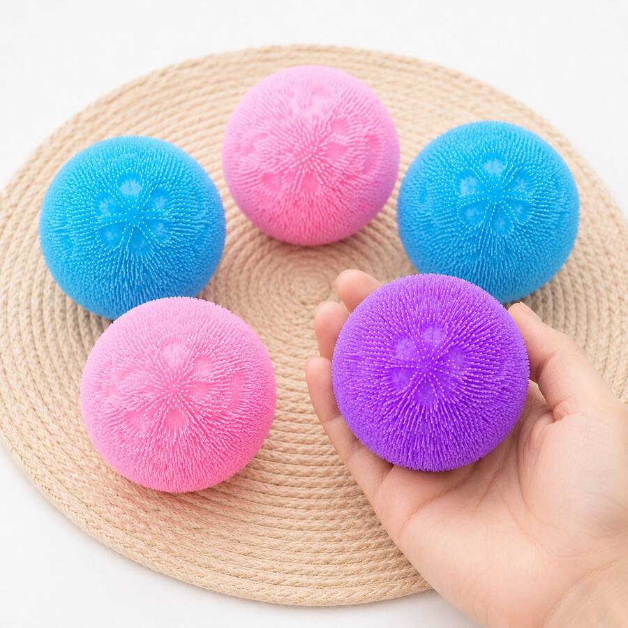 1pc Squeeze Ball Stress Relief Toy, Press And Bounce Back Decompression Ball, Venting Tool, Soft Rubber Sensory Training Toy Game For Kids And Adults - Multicolor - View 1