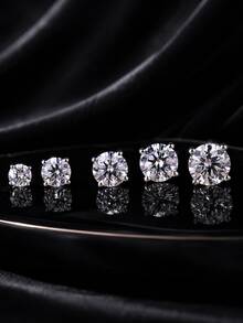 AnlaScheer 1件 0.03-1.2ct 莫桑石 925純銀 4爪 平背式 螺旋軟骨穿刺耳環，女款訂婚婚禮新娘珠寶 - 銀色 - 查看 10