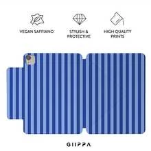GIIPPA 1個藍白條紋Y型摺疊磁吸平板保護殼，PU皮革外殼配硬質壓克力防彎曲背板，無筆槽，多角度支撐，自動休眠/喚醒，適合辦公與日常使用，相容於iPad Mini 6/7、Air 2/3/4/5/11/13" (M2/M3 2024-2025)、5/6/7/8/9/10/11代、Pro 10.5/11/12.9" (2017-2025)，Summer Obal Na 保護殼，11 A16 保護殼 - 彩色 - 查看 4