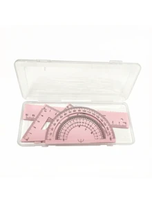 Multifunctional Geometric Ruler Set, Protractor, Triangle Ruler, Straight Ruler, Manual Measurement Drawing Tools With Storage Box, 4 Colors Available: Pink, Mint Green, Light Blue, Taro Purple, For School, Woodworking, DIY, Teacher Gift, Back To School - Multicolor - View 6