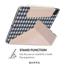 GIIPPA Blue White Gingham Check Plain Case, Magnetic Separation Y-Fold Shockproof Cover With Pencil Slot, Compatible With IPad Mini 6/7, Air 2/3/4/5/11/13, Pro 10.5/11/12.9 Ideal For Back To School,Office, Christmas,Halloween,Thanksgiving Holiday, Best Gift For Girlfriend & Perfect Wedding Season Present,Classic Minimal Plaid Neutral School Office Holiday Aesthetic - Multicolor - View 4