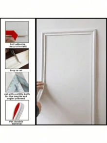 White Flexible Self-Adhesive Wall Decorative Strip, Waterproof PVC Self-Adhesive Trim, Suitable For Doors, Tiles, Cabinets, Mirrors And DIY Home Decor Projects, Cabinet Detail Decorative Edge Strip - Multi-color - View 3