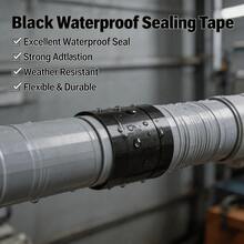 2 Rolls, Heat-Resistant Kitchen Waterproof Tape, Can Be Used For Countertop Waterproofing; Also Suitable For Sealing Sinks, Stoves And Window Gaps, With Windproof And Leak-Proof Functions, Width 1.89in, Total Length 787.4in - Black - View 3