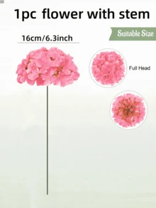 5/15/20件裝粉色繡球花帶莖，人造繡球花頭，絲綢人造花頭，桌面裝飾絲花，家居裝飾，派對裝飾，婚禮花束裝飾，花瓶填充花 - 粉色 - 查看 13