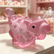 Juguete antiestrés de dinosaurio transparente con purpurina, de rebote lento, juguete de dinosaurio lindo para apretar y aliviar la presión, juguete de animal de gelatina transparente y brillante para apretar, regalo para fiesta infantil, recompensa de aula, decoración de escritorio en el hogar, juguete sensorial, adecuado para niños y niñas - Multicolor - Ver 7