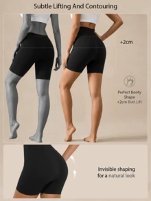 1pc Women's Seamless Lifting And Shaping Gym Shorts Black Summer Biker Shorts, Going Out - Black - View 6