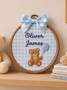 1pc Customized Embroidered Name Photo Frame: Personalized Room Decor - Teddy Bear - View 6