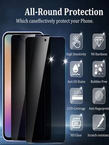 5IN1 3Pcs Privacy Anti Peeping Screen Protector Tempered Glass Film Compatible With Samsung Galaxy S26 S25 S24 S23 S22 S21 Compatible With Xiaomi 17T 15T Compatible With Redmi Note 14 13 And More Models With 2pcs Carbon Fiber Protective Back Film - Black - View 4