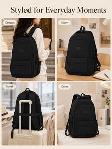 Solid Color Back To School Backpack, Large Capacity Student Bag For Teens, Students And Graduates, Suitable For Daily Commute, Outings, Travel, School And Back To School Season, Versatile For Business, Commuting And Campus Use, With Laptop Compartment. No Check-In Required. 180-Degree Full Opening Design For Easy Storage Of Shoes, Toiletries And Other Small Items, Available In Multiple Colors. - Multicolor - View 7