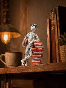 Book Lover Figurine Decor, Abstract Reader Statue With Book Stack, Small Bookshelf Ornament For Study Room, Home Office Desk, Library Shelf, Teacher Gift, Graduation Gift, Reading Room Decoration, Vintage Shelf Accent Gift For Her - New - View 2