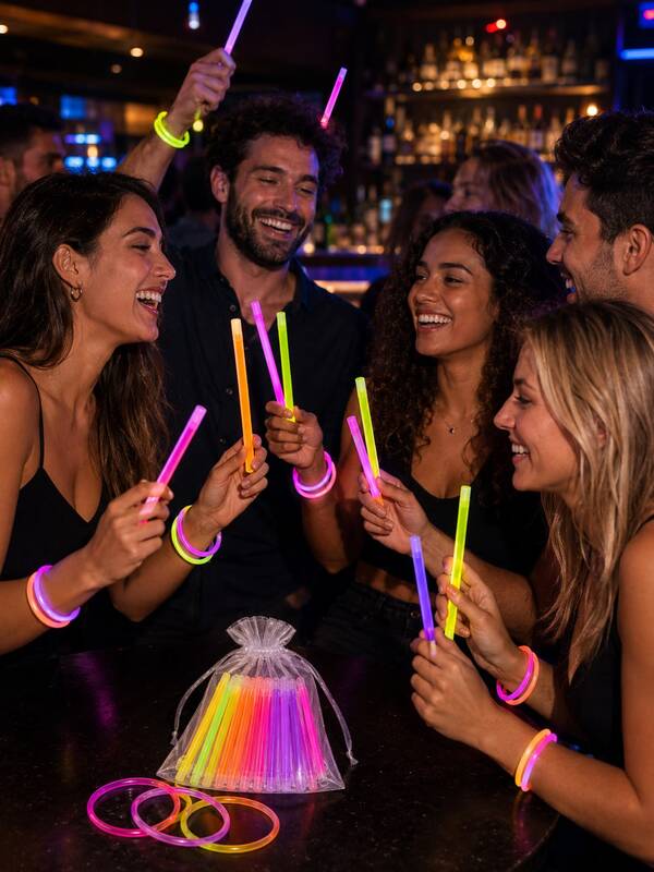 44/22/3 Parça Parlayan Çubuk Parti Seti: Neon Parlayan Bileklikler, Organze Torbalar ve Teşekkür Kartları, Parlayan Parti Hediyesi Seti, Doğum Günü, Düğün, Cadılar Bayramı, Gece Etkinlikleri, Konserler ve Parti Hediyeleri İçin Uygun (Pil Gerektirmez)