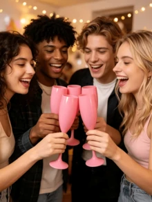 1/6pcs Champagne Cups, Wedding Toasting Cups, 7oz Plastic Reusable Unbreakable Champagne Cups, Suitable For Bachelor Party, Wedding, Bridal Shower - View 2