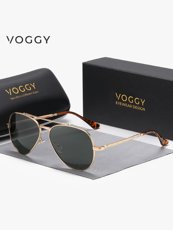 VOGGY Fashion Minimalist Retro Metal Polarized Decorative Glasses, Men Women Sports Driving Outdoor Cycling Fishing Vacation Travel Party Decorative Prop Gift