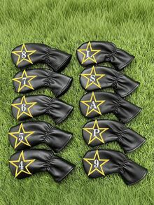 Golf Iron Headcovers 1/10pcs Optional, Waterproof Fabric Club Head Protection Covers, Suitable For Irons, Sand Wedge, Lob Wedge, Pitching Wedge - Black - View 6