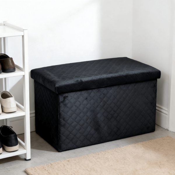 Multifunktionaler Hocker mit Knopfverzierung | 2-in-1 Sitzkissen und Aufbewahrung | Ordnungshilfe für Flur, Schlafzimmer und Wohnzimmer