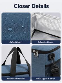 Sac isotherme de pique-nique unisexe avec bandoulière amovible, doublure en feuille d'aluminium épaissie, anti-poussière, isolation thermique, sac de rangement de boîte à lunch de style urbain géométrique, convient pour la randonnée en plein air, la fête à la plage, le déjeuner en famille, les fournitures pour les fêtes du Nouvel An - A - Voir 10