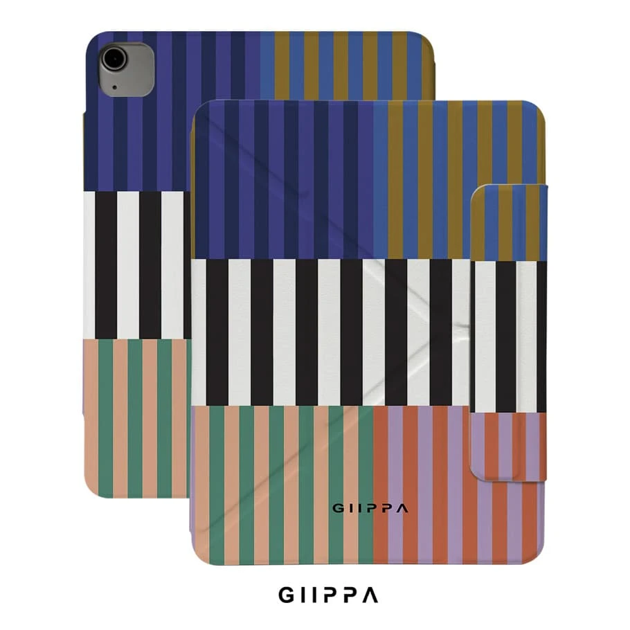 GIIPPA 1個彩色條紋Y型折疊磁吸平板保護殼,PU皮革外殼配硬壓克力防彎曲背板,無筆槽,多角度支撐,自動休眠/喚醒,適合辦公與日常使用,相容於IPad Mini 6/7, Air 2/3/4/5/11/13" (M2/M3 2024-2025), 5/6/7/8/9/10/11代, Pro 10.5/11/12.9" (2017-2025), Summer Obal Na, 保護殼, 11 A16 保護殼, 保護套 - 多色3 - 查看 1