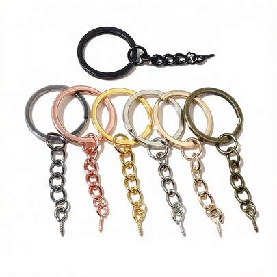 10pcs 25/28/30mm Diameter Key Rings With 10x5 Eyelet Eye Pins Craft Keychains DIY Jewelry Making Accessories Findings
