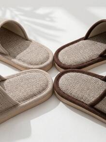 Veyra Day Unisex Linen Open Toe House Slippers Breathable Polyester Fabric Upper Flexible Soft EVA Flat Sole Non Slip Quiet Indoor Slide Sandals - Women's Slippers - View 7