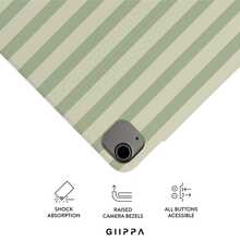 GIIPPA 1件綠色與白色條紋Y折磁吸平板保護殼，PU皮革外層搭配硬質壓克力防彎背板，無筆槽，多角度支架，自動休眠/喚醒，適用辦公與日常使用，相容 iPad Mini 6/7、Air 2/3/4/5/11/13" (M2/M3 2024-2025)、5/6/7/8/9/10/11代、Pro 10.5/11/12.9" (2017-2025)，Summer Obal Na 保護殼，11 A16 保護殼，保護套 - 多色15 - 查看 4