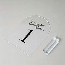 Wedding Transparent Arch Table Number Card, 5*7 Inch Arch Acrylic Table Number Card With Acrylic Stand, Table Guide Sign, Suitable For Wedding Party, Birthday Party And Other Occasions - A - View 3