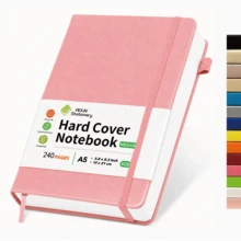 A5 anteckningsbok med hårdpärm, 240 sidor 100 gsm tjockt papper, journal med PU-läderomslag, elastisk stängning, pennögla och bandbokmärke - A5 - Visa 17