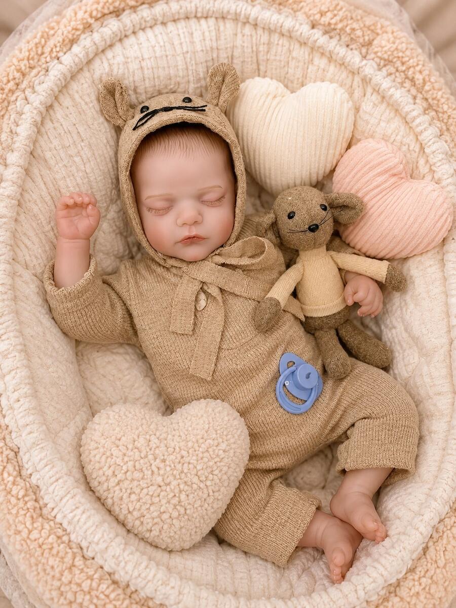 18 Inch Sam Reborn Doll Hand-Painted Colored Hair Closed Eyes Design Vinyl And Fabric Body With Feeding Bottle And Pacifier Ideal Gift For Children's Birthday Party - Reborn Doll - View 1