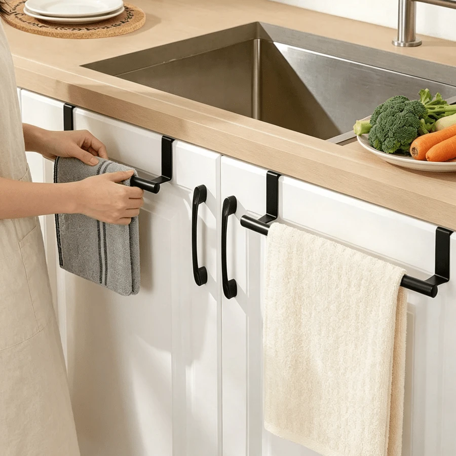Cabinet Towel Rack, Kitchen Cabinet Door Towel Bar, Kitchen Storage Rack, Suitable For Kitchen, Bathroom And Other Scenes, Kitchen Supplies - Multicolor - View 1