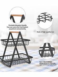 2-Tier Fruit & Vegetable Basket Kitchen Storage Rack, Dual Layer Countertop Organizer Basket, Draining Basket For Produce - White - View 7