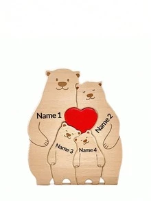 Personalized Wooden Bear Family Name Puzzle, Custom Engraved Interlocking Keepsake For Living Room Or Entryway Display, Decorative Home Ornament, Christmas Or Anniversary Gift For Parents And Grandparents - Cute Bear 2 - View 12