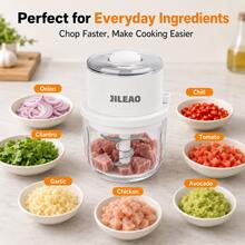 350ml Powerful 6-Blade Electric Food Chopper - USB Rechargeable Mini Food Grinder For Meat, Garlic, Vegetables, Herbs, Portable, Kitchen Essential - White (5-piece Set) - View 11