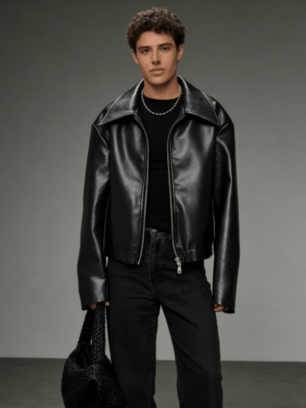 Autumn/Winter New Loose Casual Thick PU Men Regular Jacket