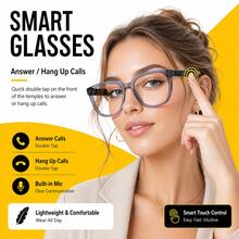 SENBONO New AI Translation Smart Audio Glasses, Hall Sensor One-Click Activation, Wireless Calls, Music Playback, Hands-Free Phone Calls, Camera Control, Voice Activation, Fashion Smart Glasses, Unisex, Gift For Friends, Birthday Gift - View 7