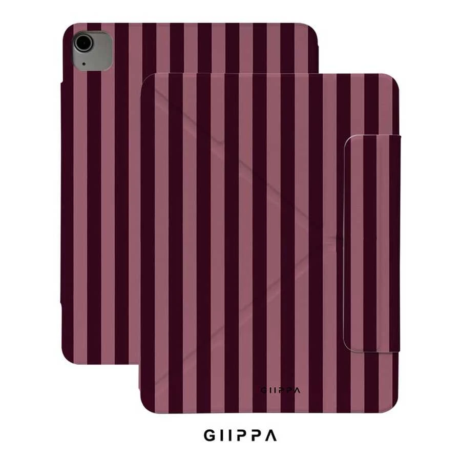 GIIPPA 1件 紅棕條紋 Y 型折疊磁吸平板保護殼,PU 皮革外層搭配硬質壓克力防彎背板,無筆槽,多角度支撐,自動休眠/喚醒,適用辦公與日常使用,相容 iPad Mini 6/7、Air 2/3/4/5/11/13" (M2/M3 2024-2025)、5/6/7/8/9/10/11代、Pro 10.5/11/12.9" (2017-2025),Summer Obal Na 保護殼,11 A16 保護殼,保護套 - 多色4 - 查看 1