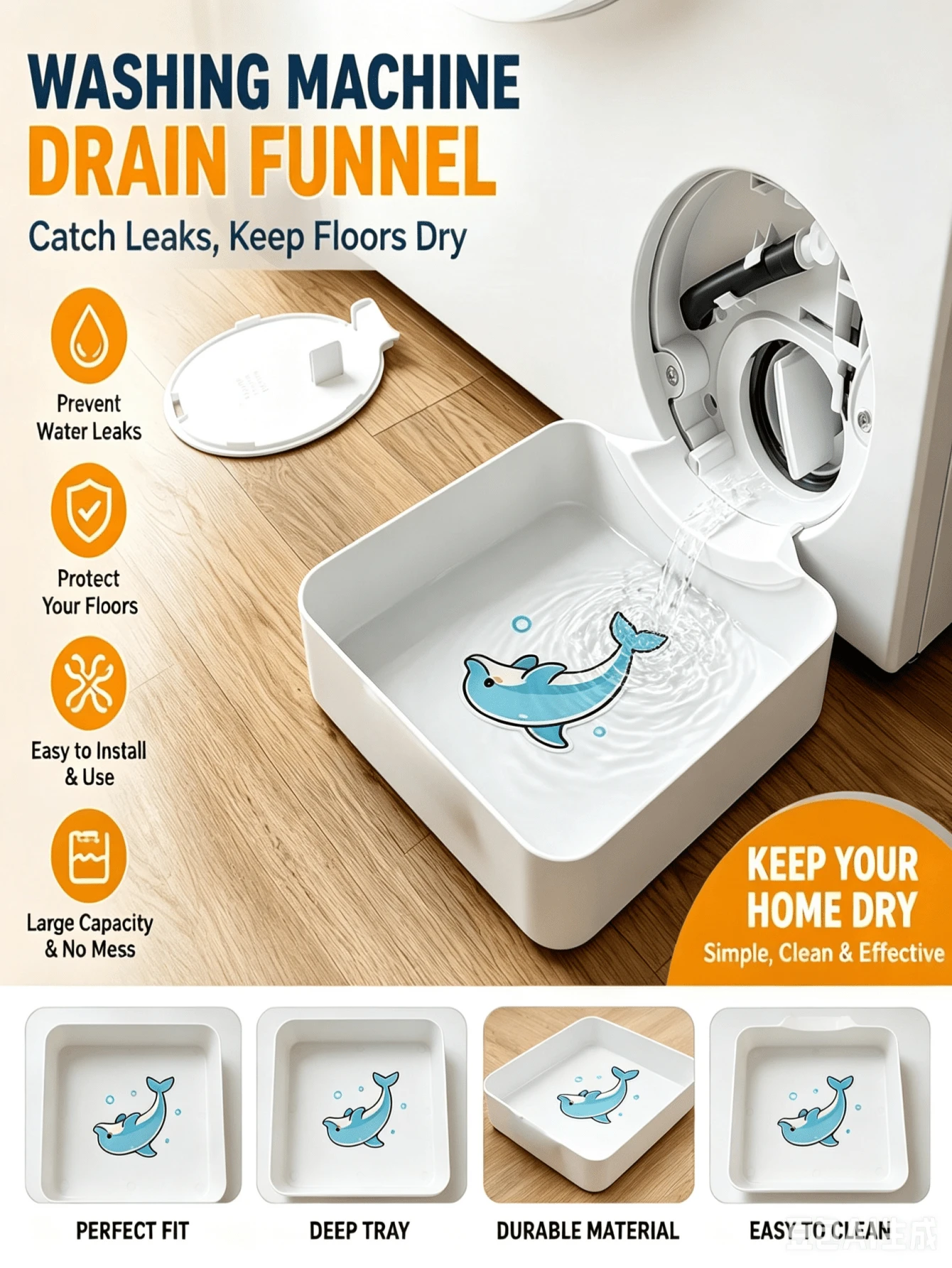 1pc Washing Machine Drain Storage Box - Used For Cleaning Lint Filter, Prevent Laundry Room Leakage Drip Tray
